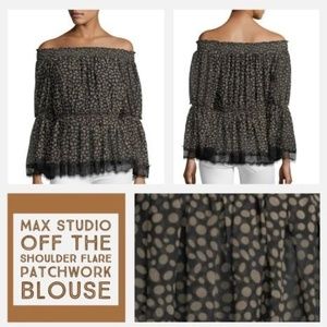 HP! MAX STUDIO Off Shoulder Flare Chiffon/Lace Top